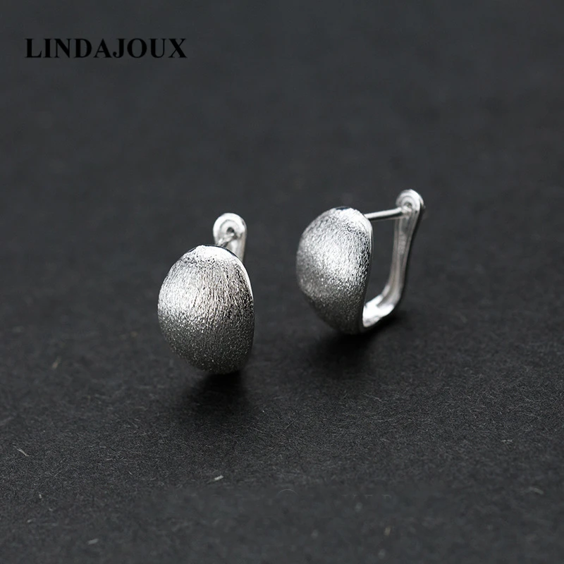 LINDAJOUX 925 пробы Серебряные Матовые широкие 1 55*1 см серьги кольца для женщин S925