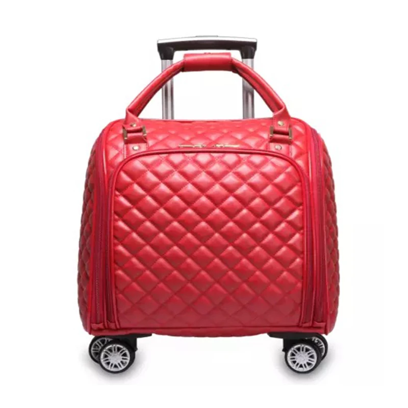 Модный популярный чемодан на колесиках, портативный багаж на колесиках, мини-чемодан для переноски, Женская деловая дорожная сумка 16 дюймов - Цвет: Red
