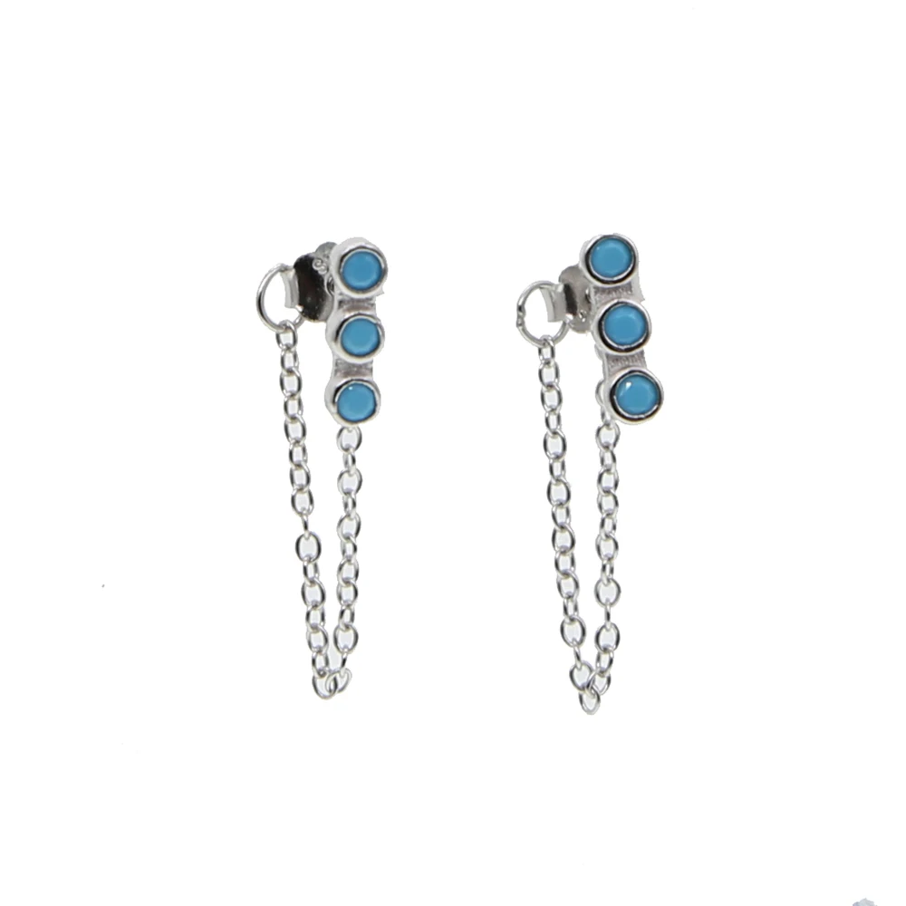 tassel chain silver earring 3 color 925 sterling silver turquoises