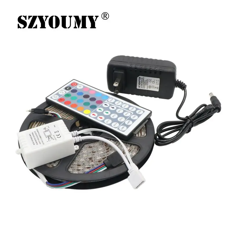 #cheap Led Flexible Strip Light 5050 DC12V 5M 300 Leds + 44 Key IR Remote Controller + 12V 3A Power EU US Plug