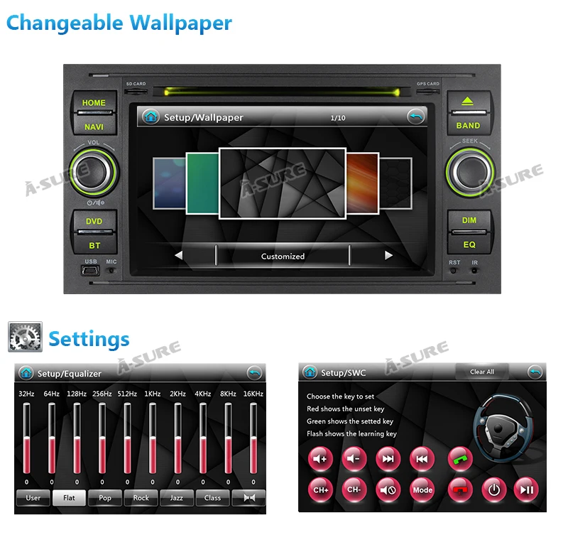 Flash Deal A-Sure 2 Din Car Auto Radio GPS DVD Player Navigation For Ford Transit Focus Galaxy S-Max C-Max Fusion Fiesta SWC Bluetooth DVD 13