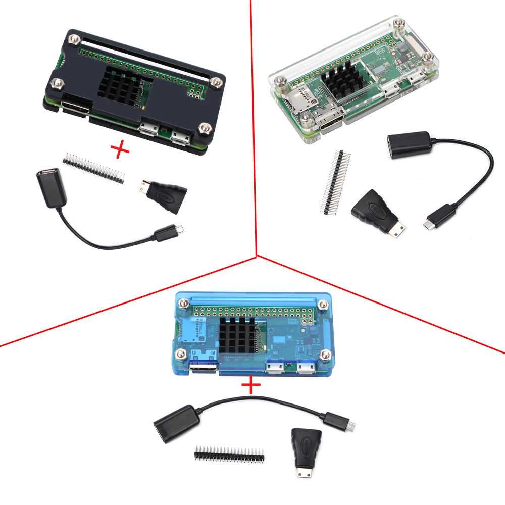 3 цвета Акрил Крышка чехла корпус комплект для Respberry Pi Zero/Беспроводной с радиатором USB Mini HDMI адаптер разъем GPIO