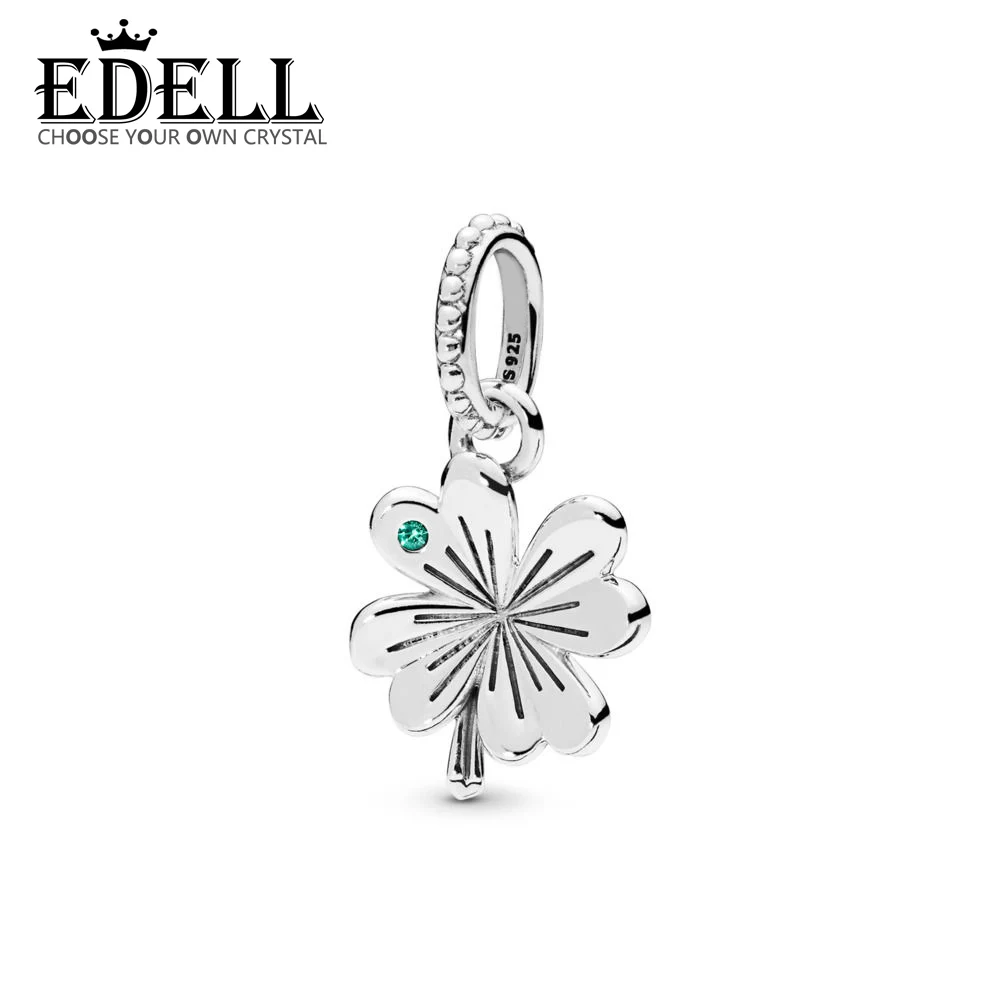 

EDELL 100% 925 Sterling Silver New 1:1 397965NAG Lucky Four-Leaf Clover Necklace Pendant Fit DIY Bracelet Necklace 2019 Spring