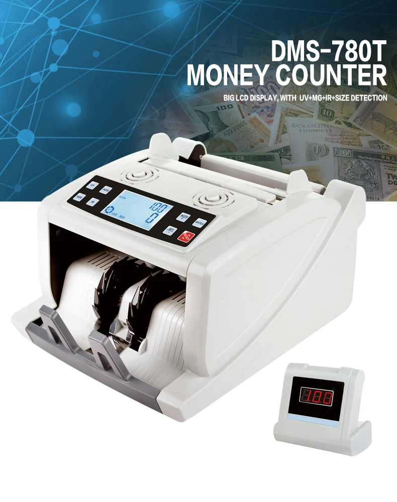 Topo da Classe Especial para Notas da Malásia Polímero e Notas de Papel Contador de Dinheiro de Detecção uv + mg + ir + Tamanho Dms-ma780t 2 Malásia (Polímero e Notas De Papel) contador