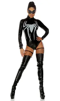 

2019 New Spider Super hero Man Fantasia Cosplay Sexy Costumes Bodysuit for Women Erotic Lingerie Jumpsuit Swimwear