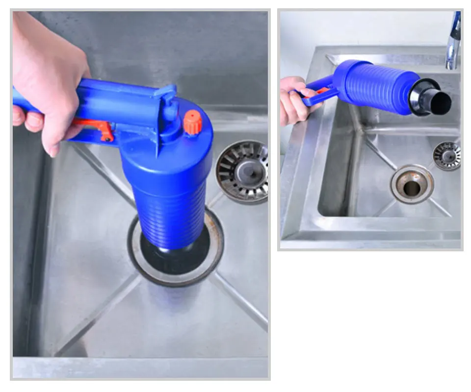 New High Pressure Powerful Manual Sink Plunger Home Air Drain Blaster PumpGunCleanerOpener Plastic Unclog Toilet Plunger     _10