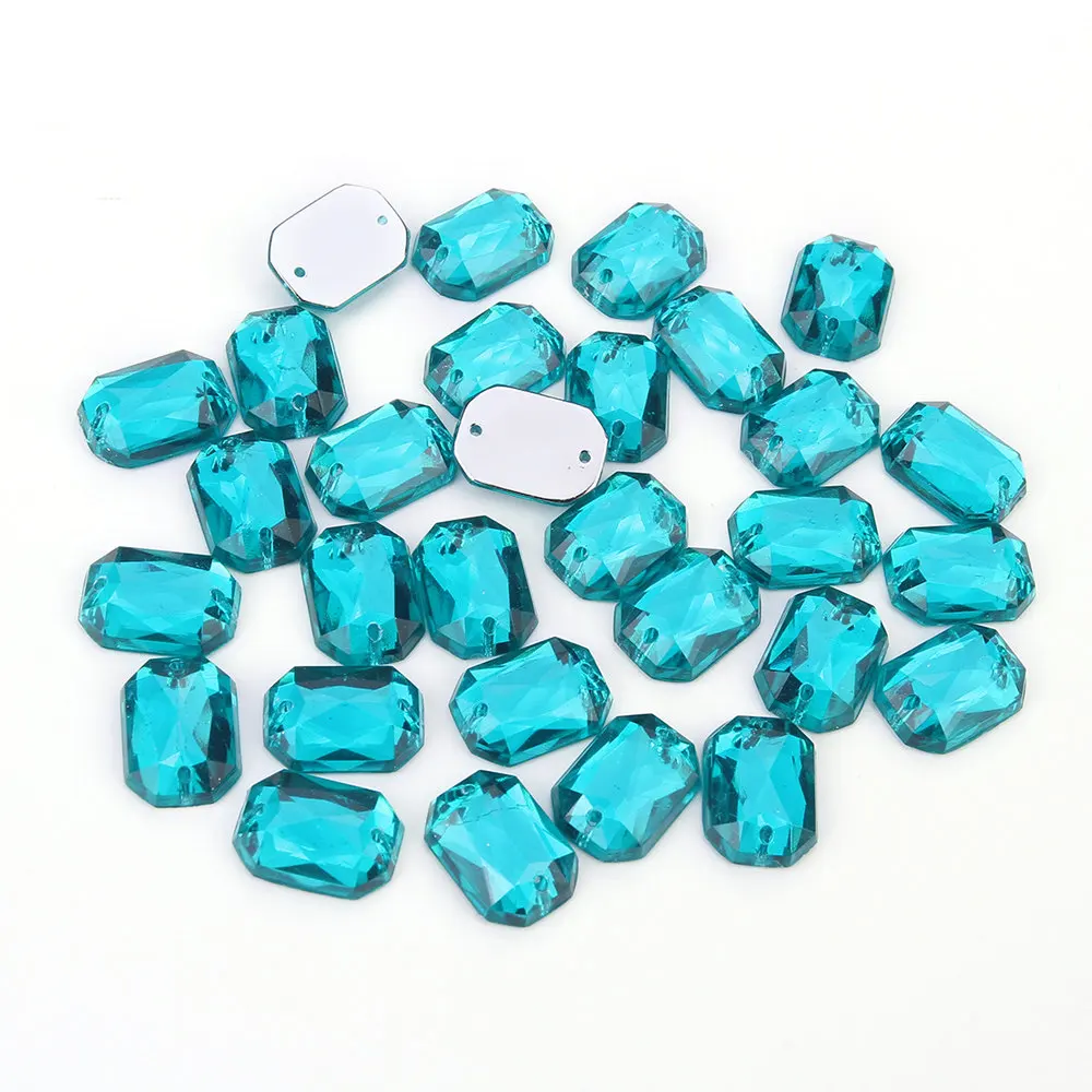 Turquoise 8*10 мм/10*14 мм/13*18 мм/18*25 мм блеск Криста пришить Прямоугольник Акриловые горный хрусталь плоские бусины для DIY украшения для одежды - Цвет: Turquoise