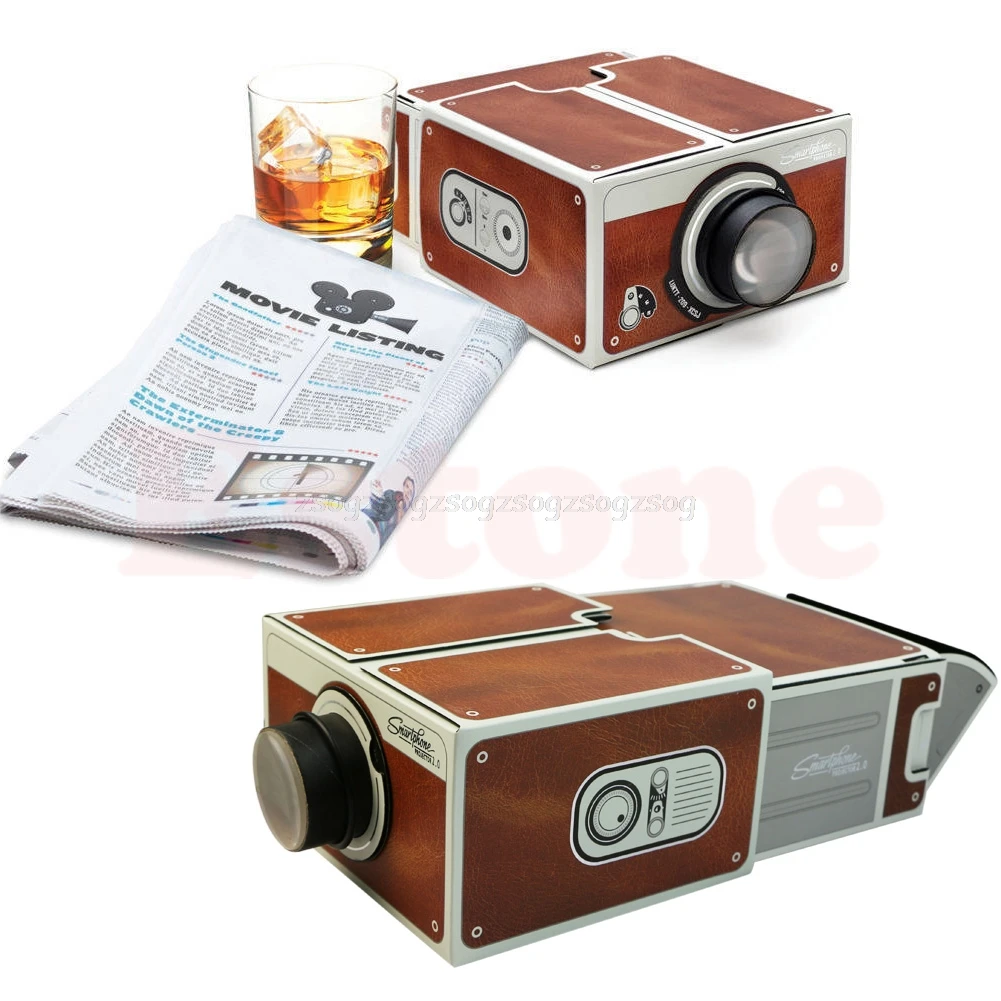 Portable Cardboard Smartphone Projector 2.0 DIY Mobile Phone Cinema Theater Projection accessories N22 dropship