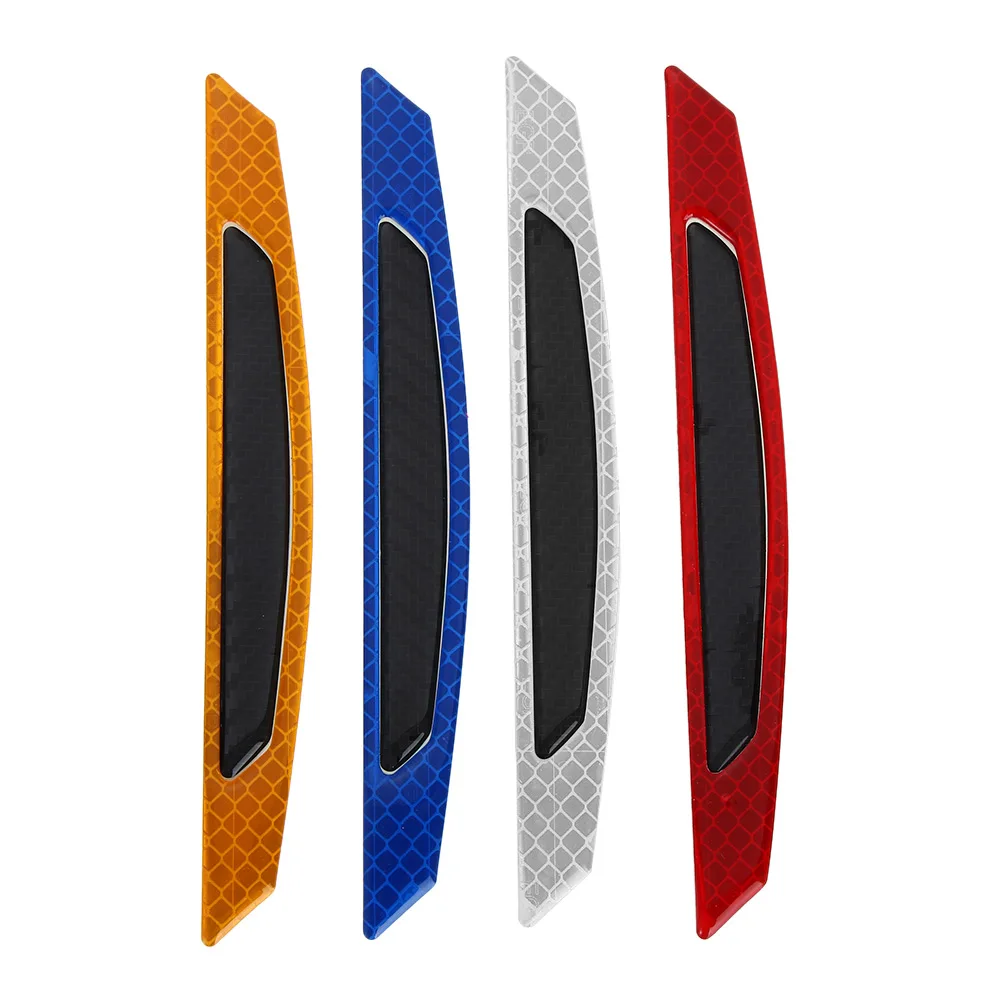 

4Pcs/Set Car Door Bumper Sticker Warning Safety Mark Anti-collision Auto Side Anti-scratch Strip Car Reflective Strip