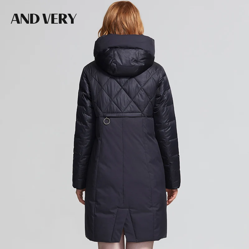 ANDVERY 2019 new collection women winter jacket collar of natural fur high quality thick cotton medium length warm parka 9850