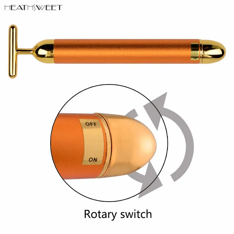 Healthsweet 24 k золотой вибромассажер для красоты лица Электрический массажер подтяжка кожи подтягивание морщин тонкое лицо волшебная палочка с черной сумкой