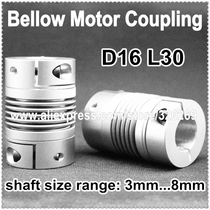 

CNC R+W Clamping Shaft coupler Flexible Zero-Backlash bellows Motor Coupling D16 3 5 6 6.35 7 8 mm CNC 1/4"