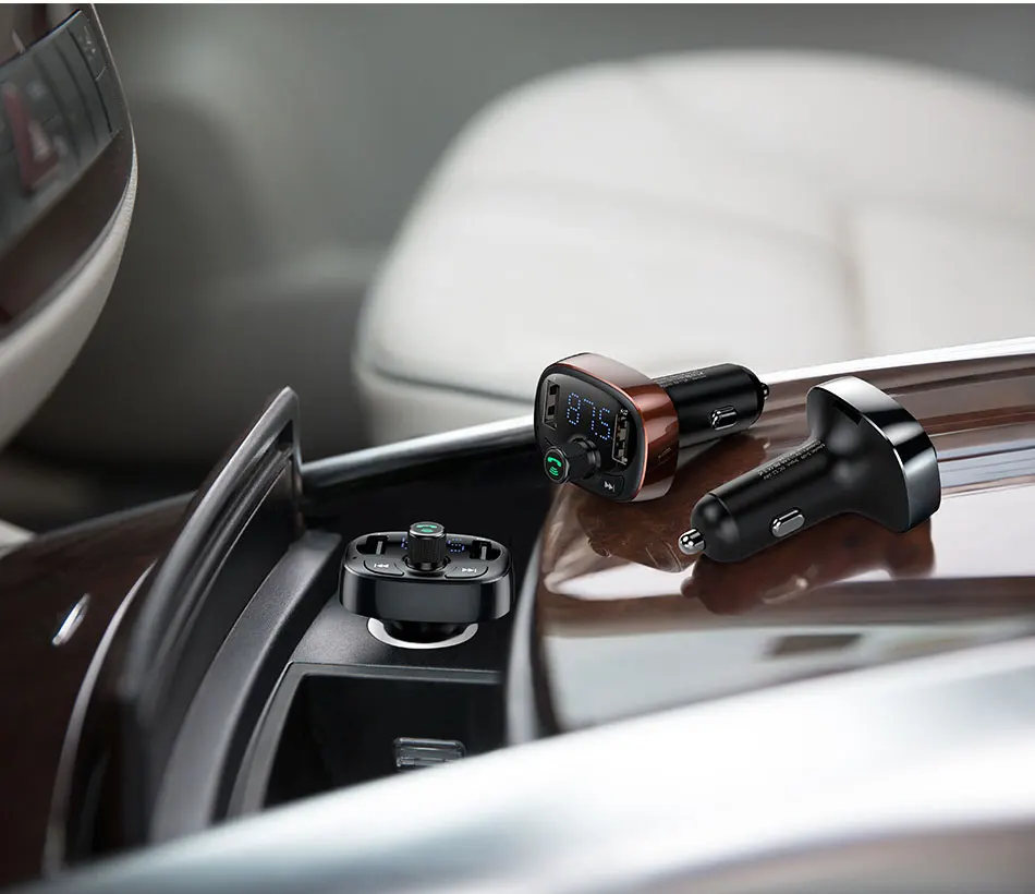 Baseus автомобильное зарядное устройство USB 2 порта fm-передатчик Bluetooth автомобильный комплект аудио mp3-плеер для iPhone samsung Note 10 зарядка мобильного телефона