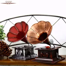 Zakka Ретро фонограф ручной работы винтажный домашний декор Металлические ремесла Бар украшения потертый шик аксессуары для дома