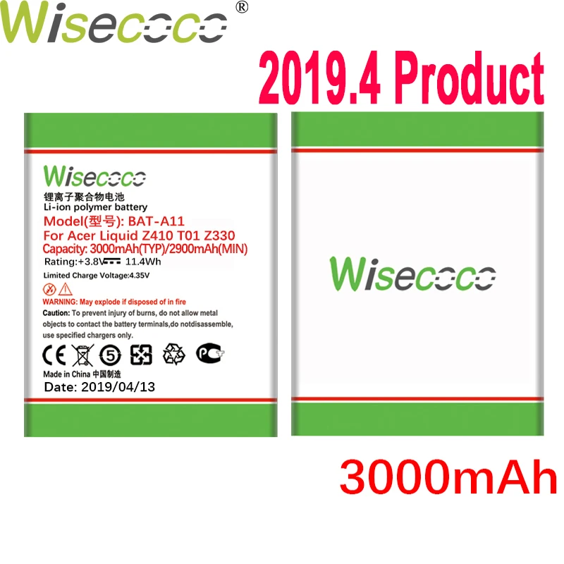 

WISECOCO 4150mAh BAT-A11 Battery For Acer Liquid Z410 T01 Z330 Phone Latest Production High Quality Battery With Tracking Number