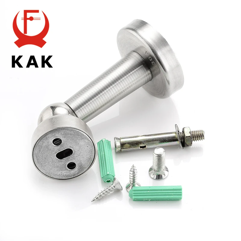 KAK Thicknessed Stainless Steel Magnetic Sliver Door Stop Stopper Door Holder Catch Floor Fitting With Screws For Family Home