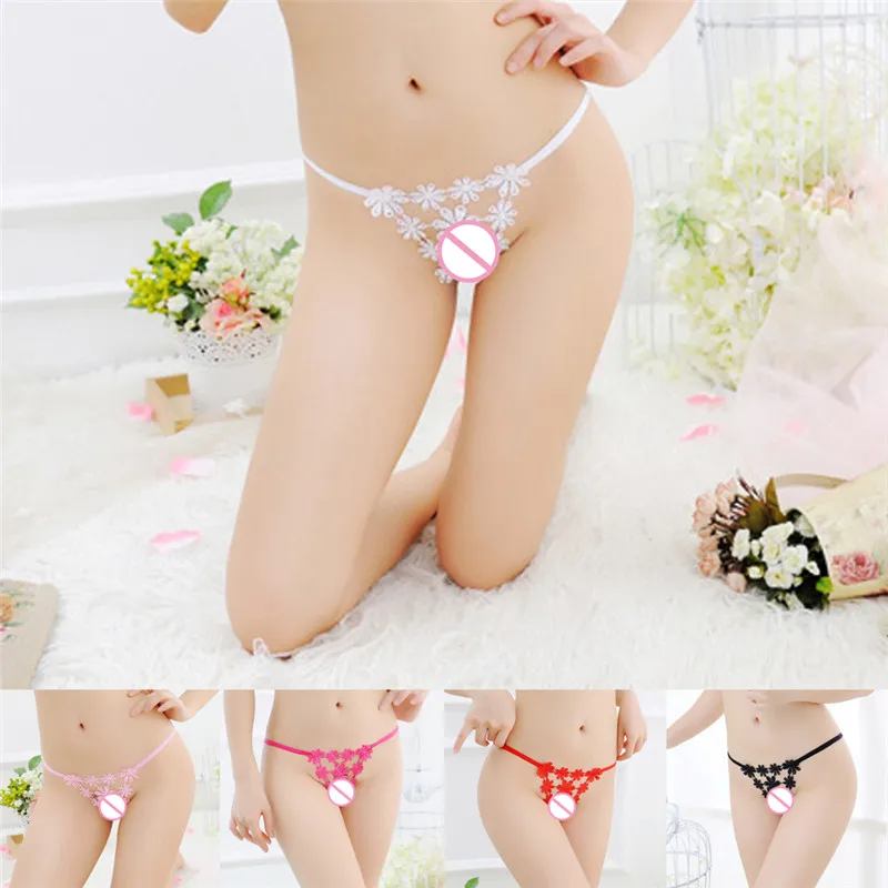 Women Sexy Flower Lace Thongs G Strings Embroidered Tangas Women Low Waist Saty Panties Erotic Lingerie Bragas Open Temptation