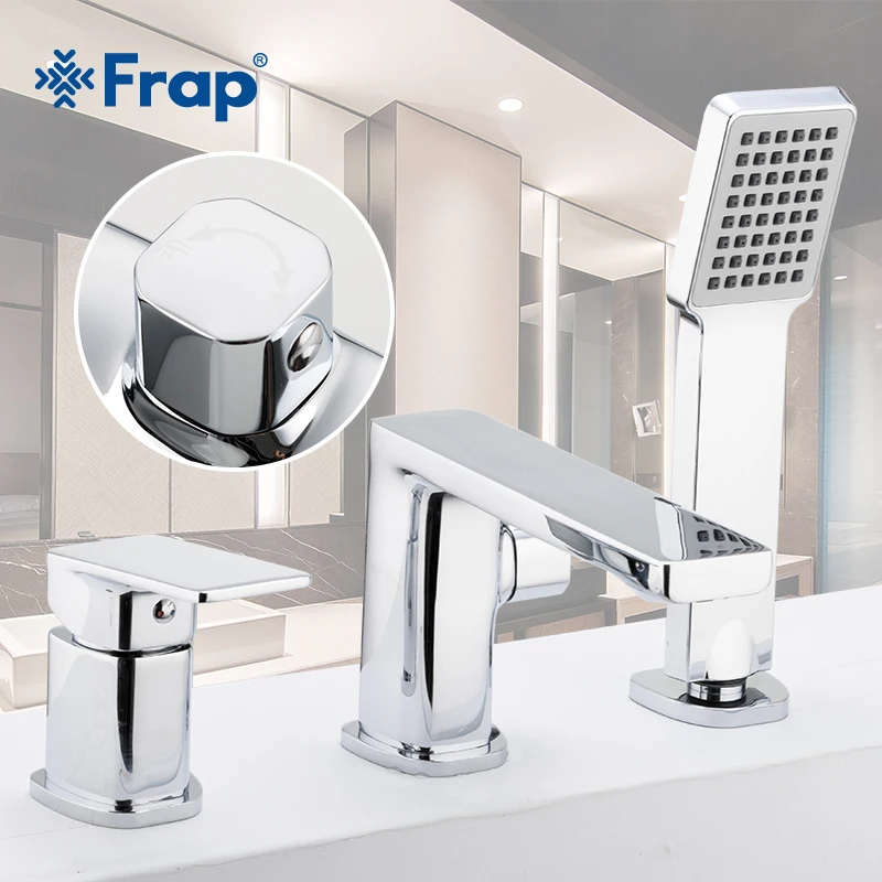 Billig Frap Badewanne Wasserhahn 3 stück Split Badewanne Heiße und Kalte Wasser Mischer Mit Hand Dusche Robinet Banheira Bad dusche Tap F1146