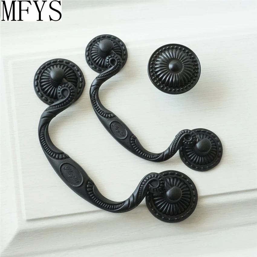 

Black Dresser / Drawer Knob Pull Handles Bail Pulls Retro Vintage Style Kitchen Cabinet Handle Knobs Furniture Hardware 86 96mm