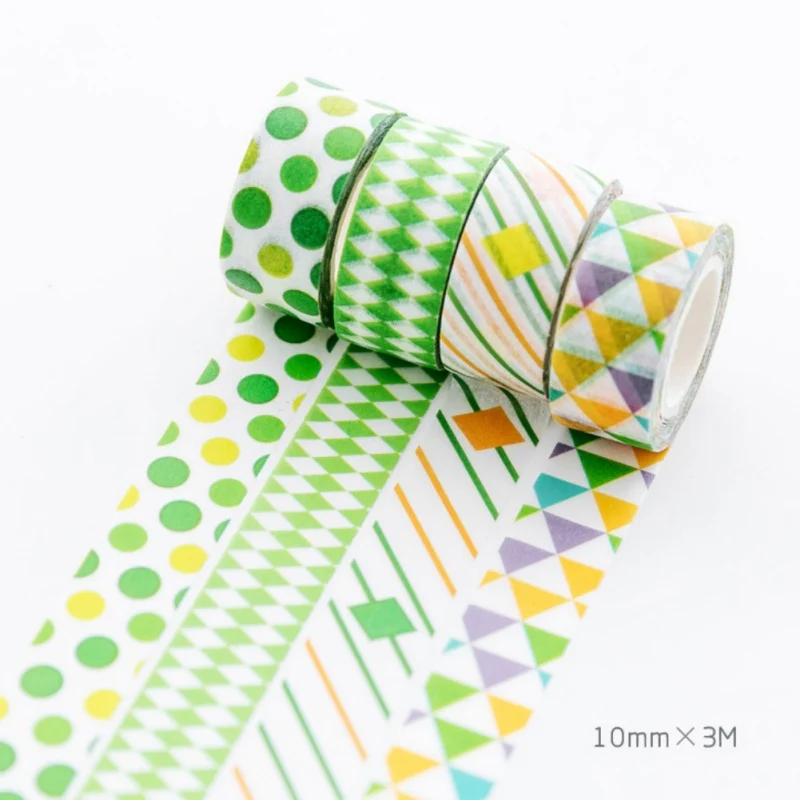 

4PCS Geometric Washi Paper Tape Sticker DIY Decorative Adhesive Tape Stationery Masking Tapes Scrapbooking Planner Supplies PY