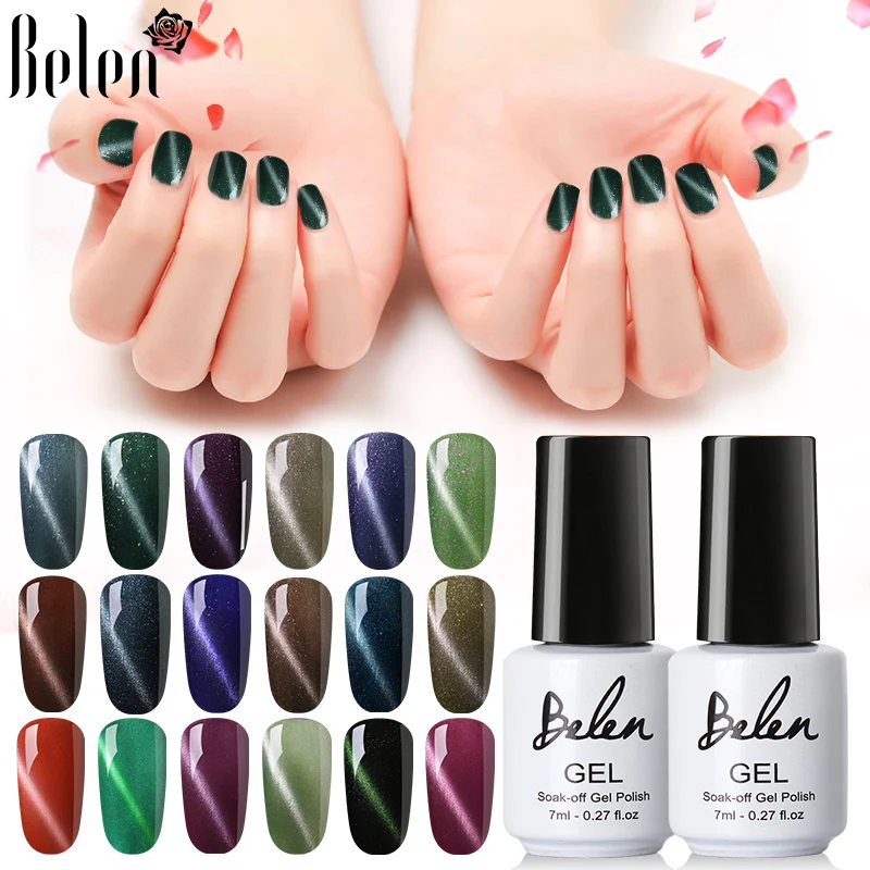 

Belen 7ml 3D Cat Eye Magnetic Color Nail Gel Polish Soak Off DIY Nail Art UV LED Lamp Top Base Lucky Varnish Colors Gel Lacquer
