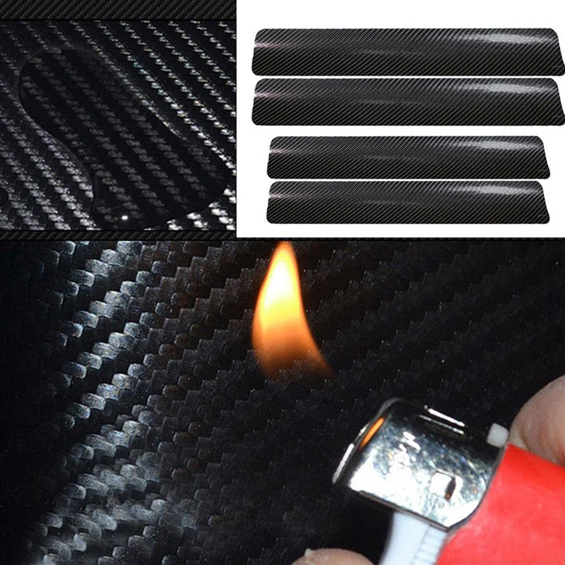 

4 pcs Car Door sill Protection Films Anti Scratch Carbon Fibre 3D Decal with Scraper for All Cars