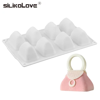 

SILIKOLOVE Lady's Bag Shape 8 Holes Cake Mousse Mold French Dessert 3d Silicone Mould For Cake Decorating Tool Mousse.Non-toxic