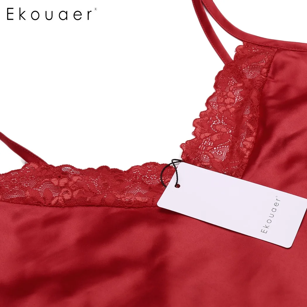 Женская кружевная ночная сорочка без рукавов с V образным вырезом|nightgown sleepwear|women