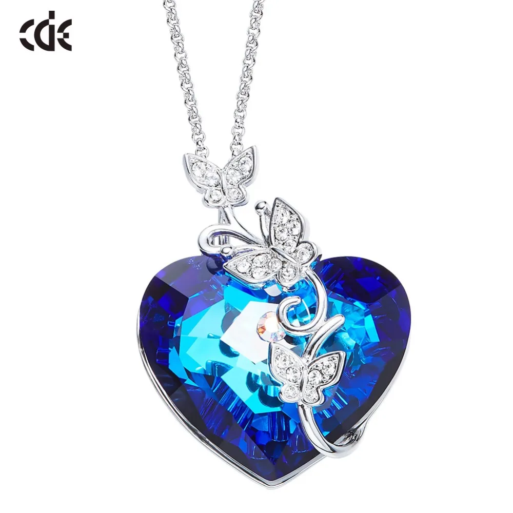 CDE кулон ожерелье украшено кристаллами от Swarovski сердце бабочка ювелирные изделия
