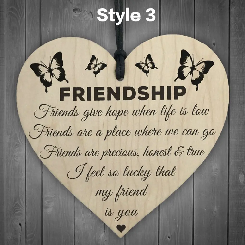 

4pcs/8pcs 100mm Wooden Hanging Gift Plaque Pendant Heart Shape Friendship Wine Bottle Decor Pendant Tags LOVE Wood Chip