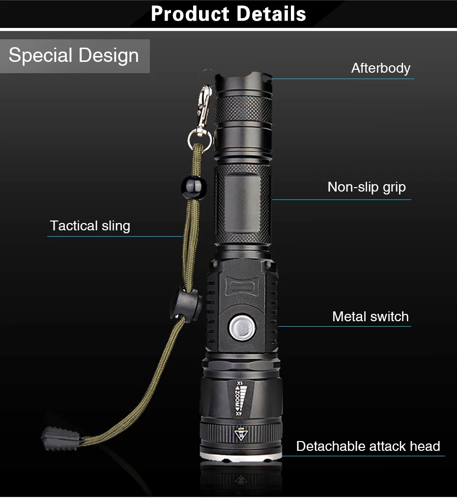 Полицейский флэш-светильник T6 перезаряжаемый светодиодный фонарь на 18650 батарейках для использования в военных целях, светильник дальнего действия для верховой езды, охотничий фонарь, светильник-вспышка