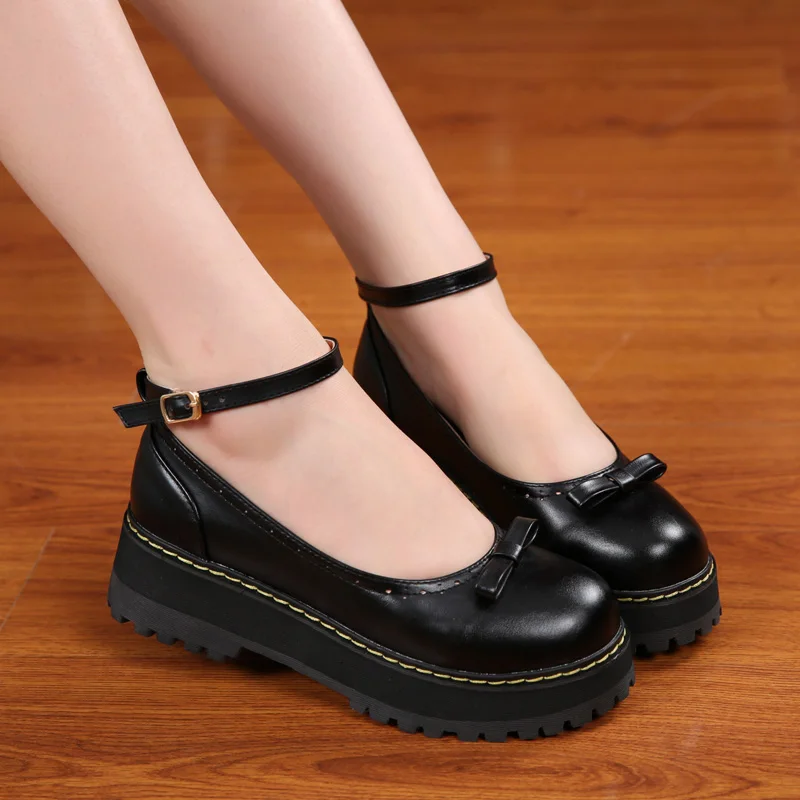 

Bowtie Preppy Style Women Shoes New Low-Top Retro British Style Ankle Strap Round Toe Shallow Mouth Students Casual Shoes