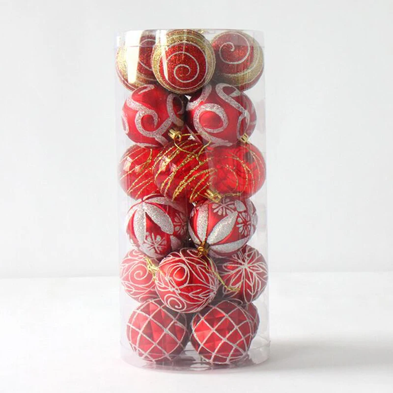 

24 PCS 6cm Modern Shiny Christmas Tree Ball Baubles Party Wedding Hanging Ornament Christmas Decoration Supplie