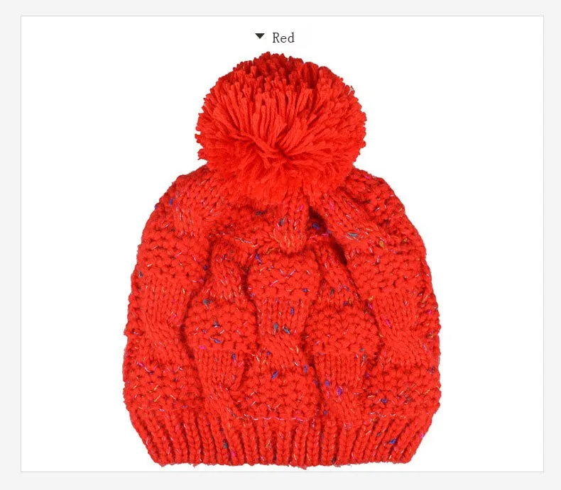 2015 New Autumn and Winter Thick Warm Solid Knit Women Hat Female Cap with lint (22)