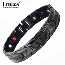Hottime отрицательные ионы Магнитная терапия 316L браслет из нержавеющей стали и браслет Био энергия голограммы браслеты для мужчин