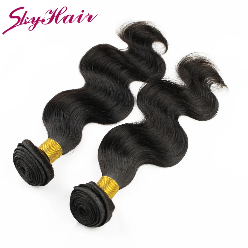 

brizilian virgin hair body wave 1pc lot 100g natural black color #1b sky hair wet and wavy virgin brazilian hair