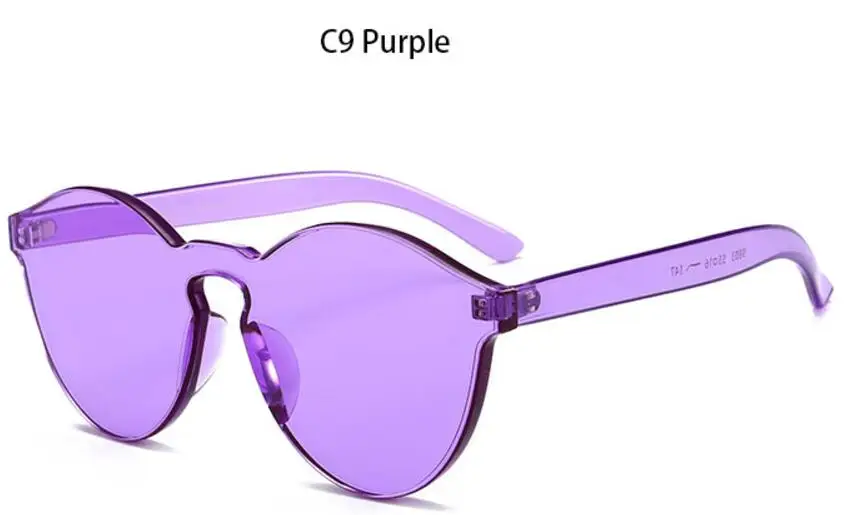 Зеленые, оранжевые, цветные очки кошачий глаз, винтажные женские солнцезащитные очки, цельные линзы, прозрачные, яркие цвета, кошачий глаз, солнцезащитные очки - Цвет линз: C9 purple