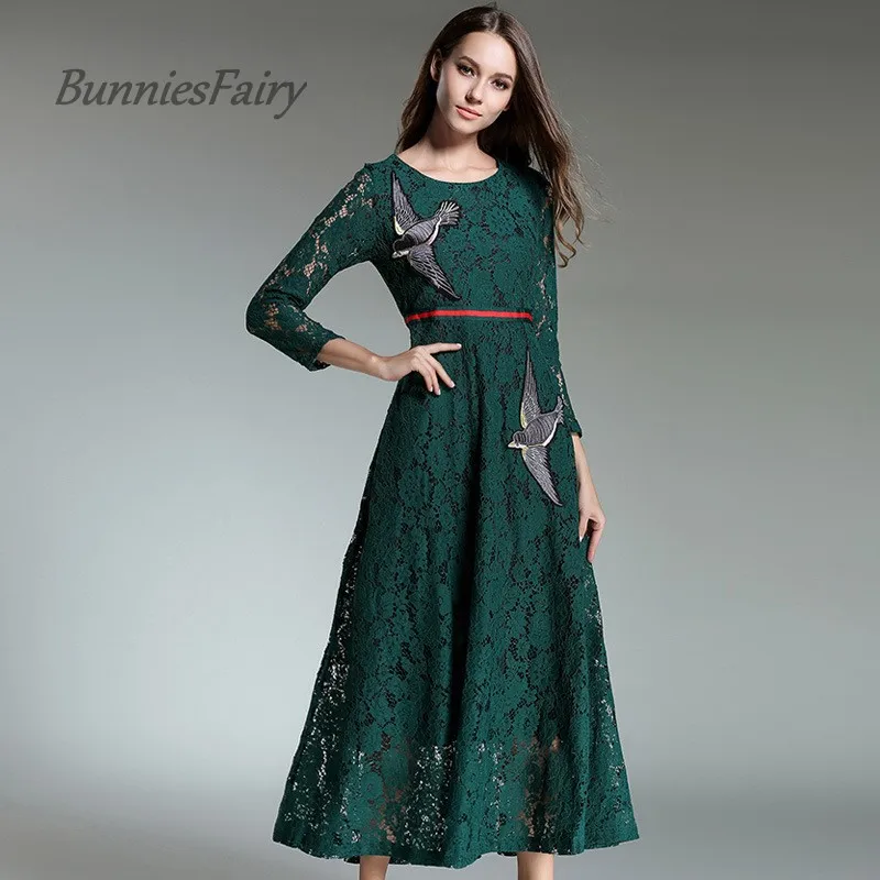 BunniesFairy/2017 сезон осень-зима оригинальный дизайн ажурное кружевное платье с