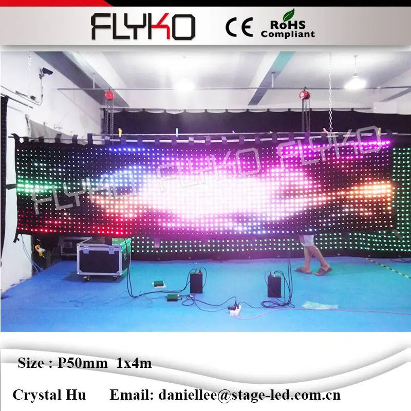 

P5cm 4x1m Black fireproof Velvet cloth RGB3in1 led curtain backdrop LED video cloth