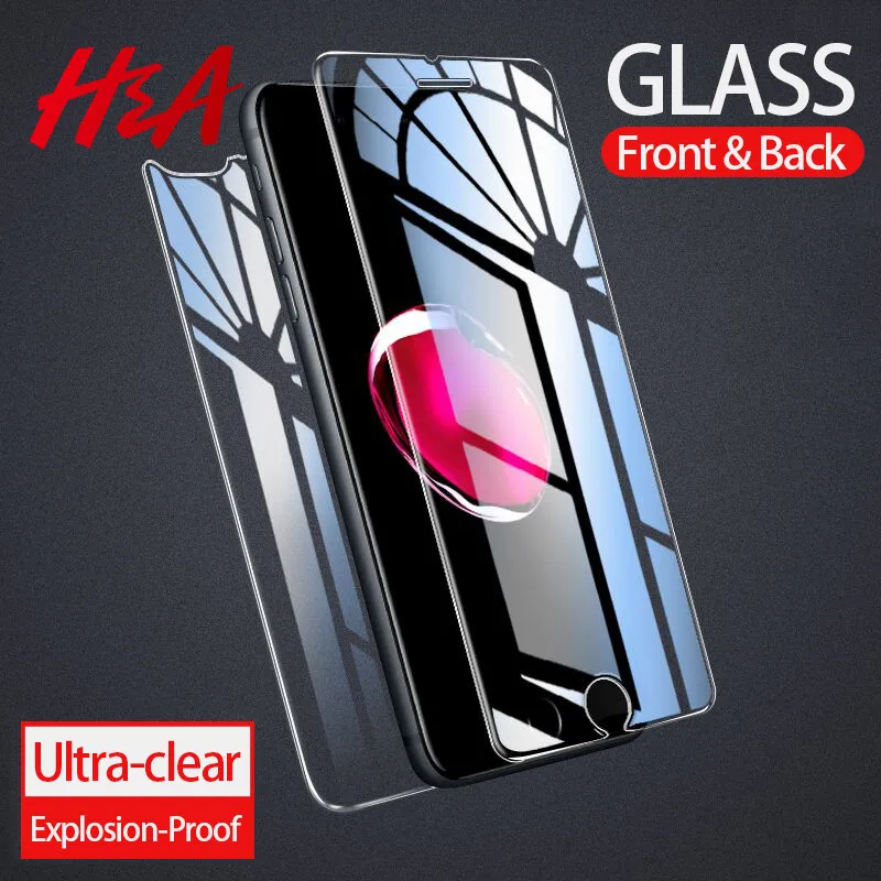 Goedkoop H amp; A 2 stks Voorkant Back Screen Protector Voor iPhone 6 6 s 7 8 Plus X Beschermende Glas op De Voor Apple iPhone 7 8X6 s Gehard Glas