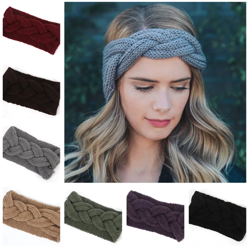 2018 New Women Crochet Knitted Headbands Cross Knot Elastic Hair wraps Bandanas Girls Twisted Hair Accessories