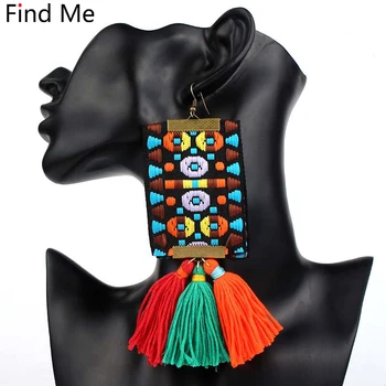 

Find Me 2019 new Fashion Vintage punk big weave Drop Earrings for Women Jewelry personality Boho Long tassels Earrings wholesale