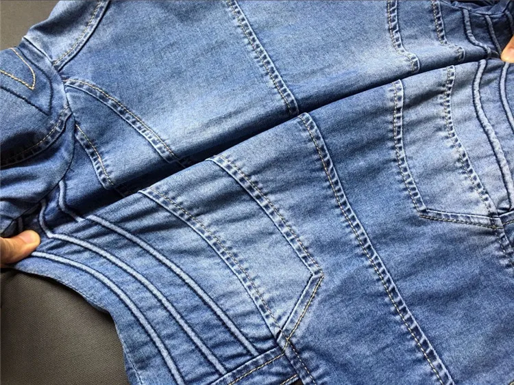 2018 Europe and the United States popular women's baseball jacket stretch denim jacket and more zipper motorcycle models have wild large size (17)