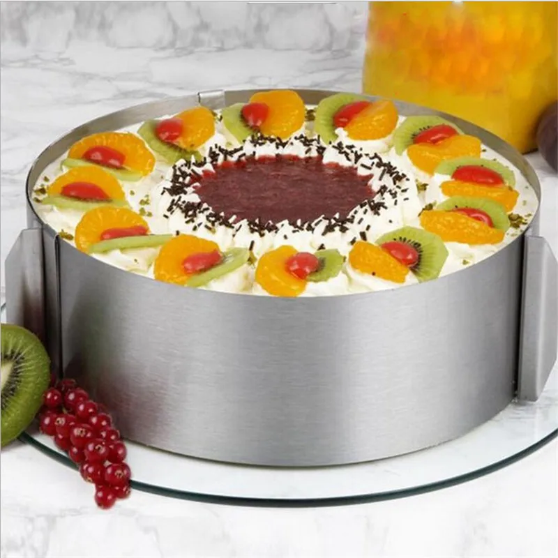 

VOGVIGO 6-12 inch Adjustable Stainless Steel Cake Mold Cookie Fondant Mousse Ring Baking Tool Cake Mould Round Cake Decorating