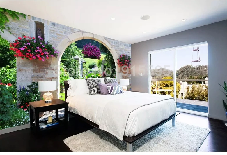 Пользовательские настенная Бумага печати средиземноморский сад пейзажа 3D фото стена Бумага Гостиная Спальня настенные фрески Home Decor