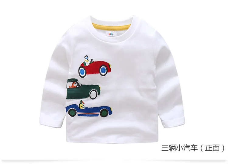 2018 Spring Autumn For 2-9 10 Years Children Cotton Striped Patchwork Cartoon Car Bus Truck Baby Kids Boys Long Sleeve T Shirts (45)