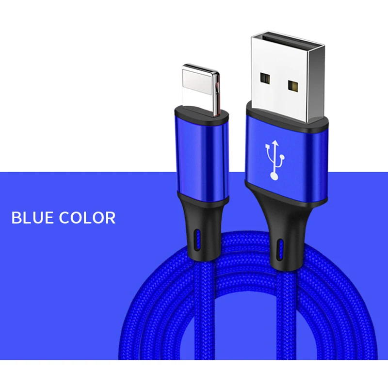 50 см 1 м 2 м 3 м данных USB зарядное устройство быстрый кабель для iPhone XS Max X XR 5 S 6S 6 7 8 Plus iPad mimi происхождения телефон короткий длинный провод зарядки - Цвет: Синий