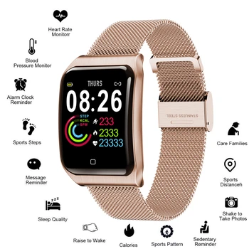 

F9 Smart Watch Men IP68 Waterproof Steel Case Strap Heart Rate Blood Pressure Monitor 200Mah Battery Sport Smartwatch