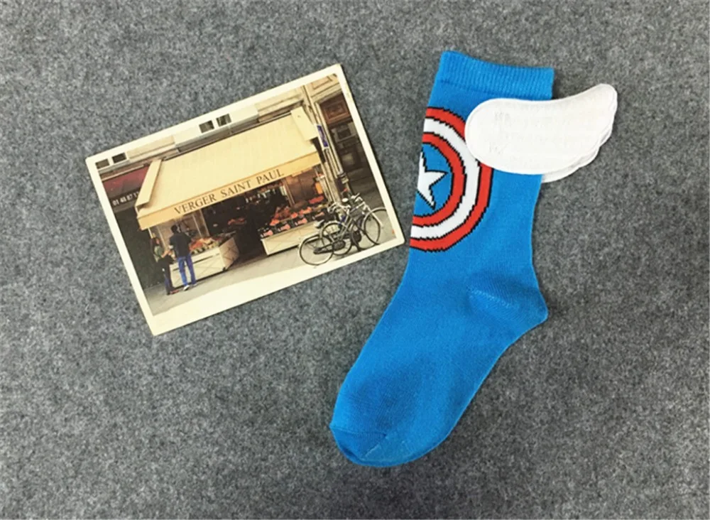 Детские носки для костюмированной вечеринки «Капитан Америка» для мальчиков и девочек от 5 до 8 лет, милые спортивные короткие носки с накидкой