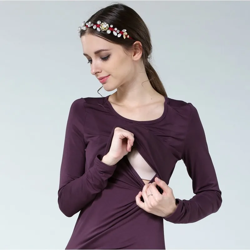 Materno para Mulheres Alto de Maternidade Emoção Mães Gravidez Maternidade Roupas Outono Manga Longa Tops Aleitamento Grávidas Enfermagem T-shirt 19 Cheap breast feeding tops